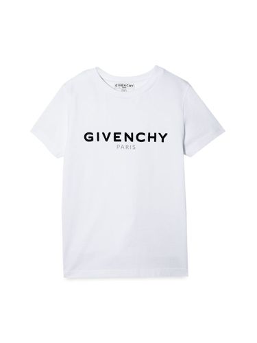 Compact cotton jersey tee shirt, "shadow" printed logo with flock - givenchy - Modalova