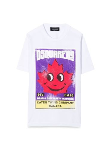 Front logo and leaf print t-shirt - dsquared - Modalova