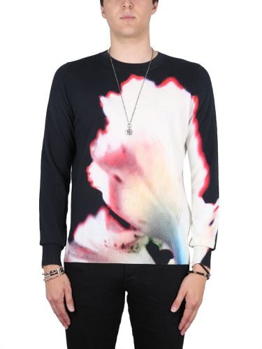 Jersey with solarised flower print - alexander mcqueen - Modalova