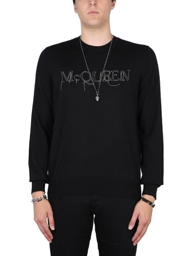 Jersey with logo embroidery - alexander mcqueen - Modalova