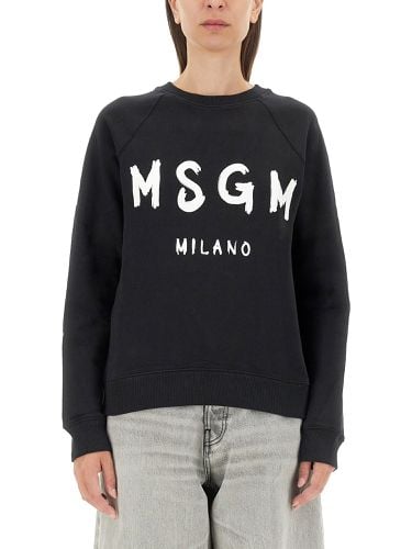 Sweatshirt with brushed logo print - msgm - Modalova