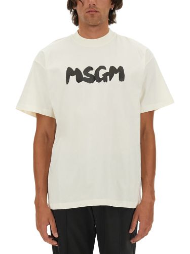 Msgm t-shirt with brushed logo - msgm - Modalova