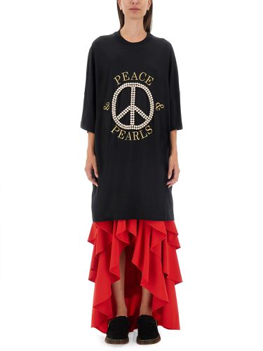 Peace & pearls cotton interlock dress - moschino - Modalova