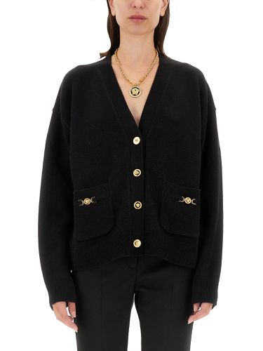 Cashmere blend knit boxy cardigan - versace - Modalova