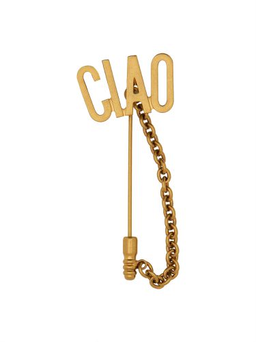 Moschino brooch with chain hello - moschino - Modalova