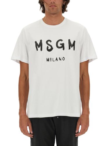 Msgm t-shirt with brushed logo - msgm - Modalova