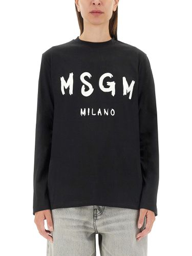 Msgm t-shirt with brushed logo - msgm - Modalova