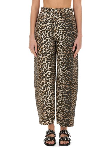 Leopard print denim "stary" jeans - ganni - Modalova