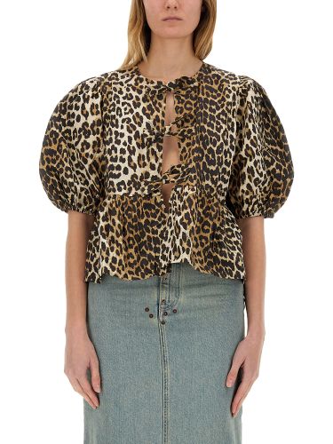 Ganni blouse with animal pattern - ganni - Modalova