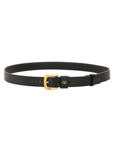 Glossy calfskin "vlogo signature" belt - valentino garavani - Modalova