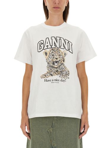 Ganni leopard print t-shirt - ganni - Modalova