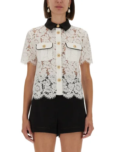 Self-portrait lace top with collar - self-portrait - Modalova