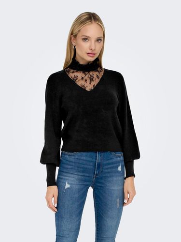 High Neck Knitted Pullover With Lace - ONLY - Modalova