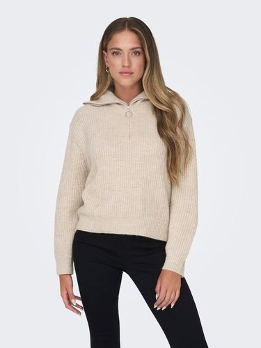 High Neck Knitted Pullover With Zip - ONLY - Modalova