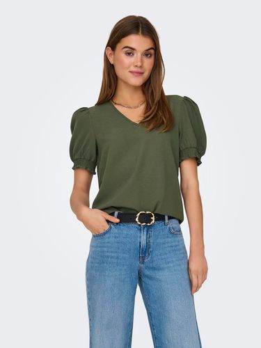 V-neck Top With Puff Sleeves - ONLY - Modalova