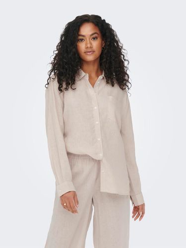 Solid Colored Linen Blend Shirt - ONLY - Modalova