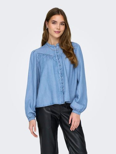 Relaxed Fit V-neck Buttoned Cuffs Puff Sleeves Top - ONLY - Modalova