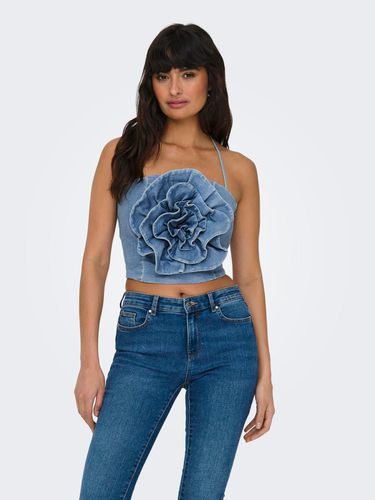 Cropped Denim Top With Square-neck - ONLY - Modalova