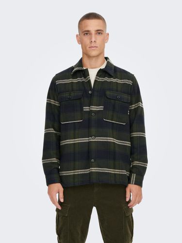 Loose Fit Checked twill overshirt - ONLY & SONS - Modalova