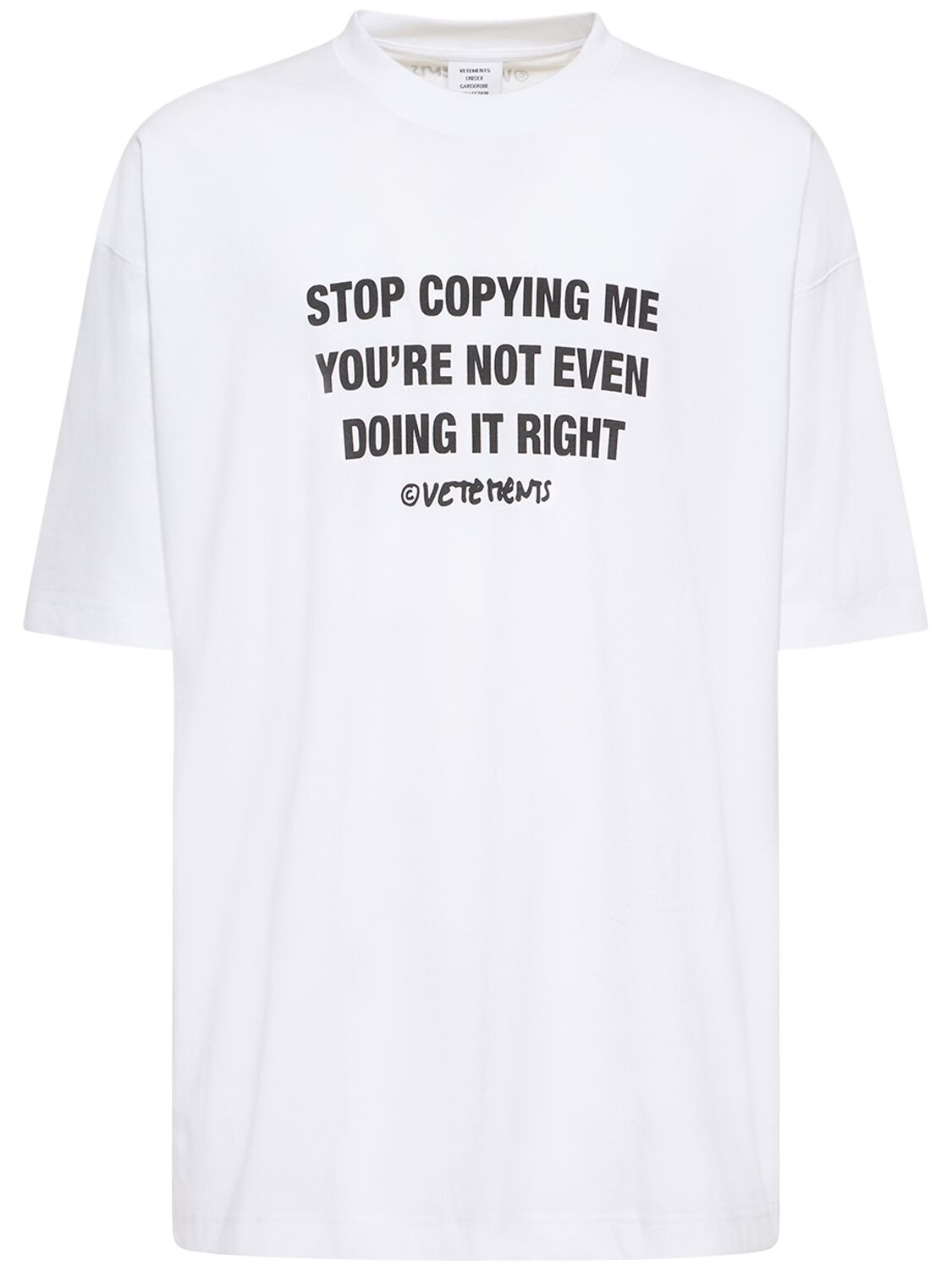 T-shirt Stop Copying Me In Cotone Con Stampa - VETEMENTS - Modalova