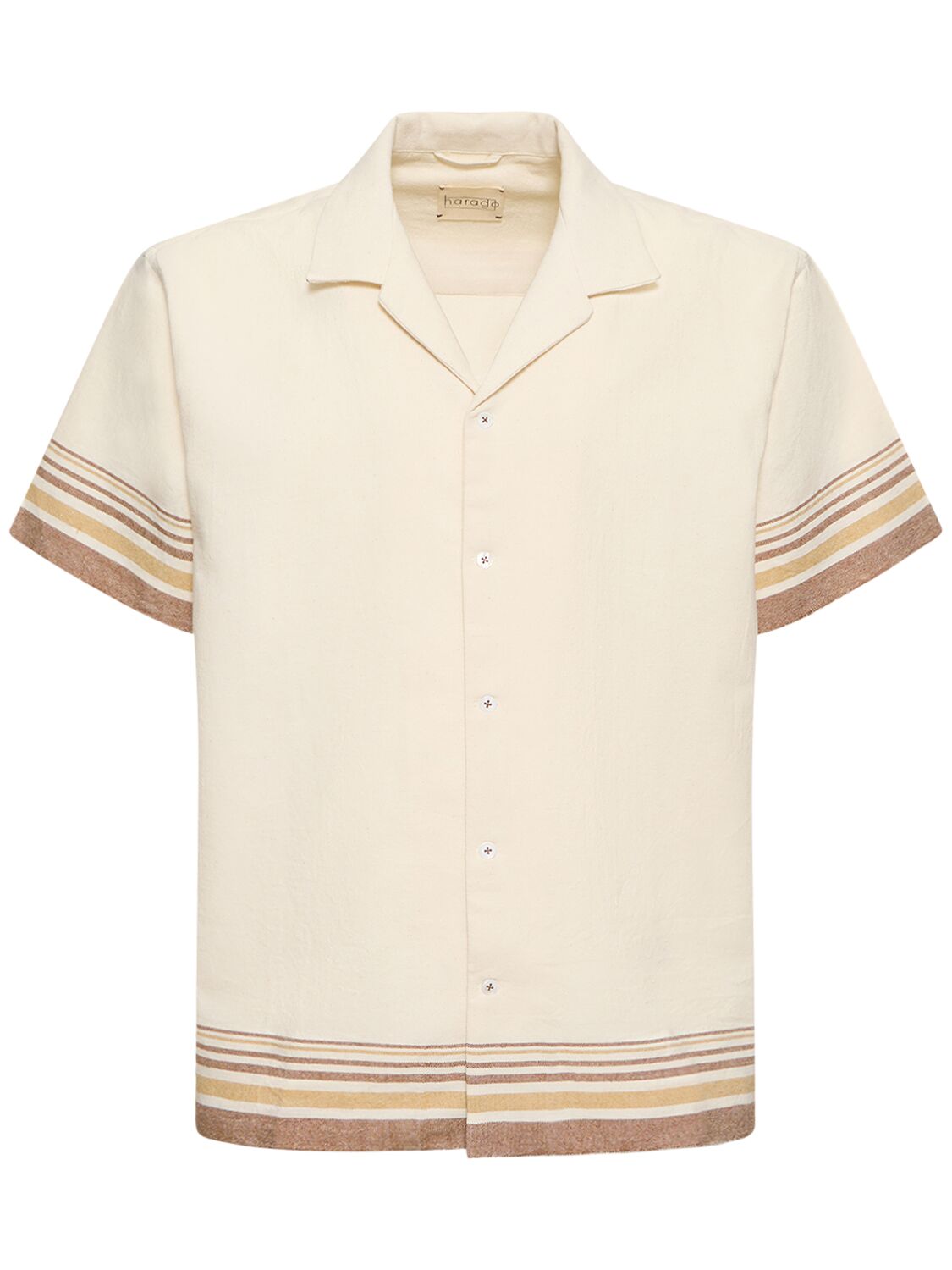 Striped Cotton Short Sleeve Shirt - HARAGO - Modalova