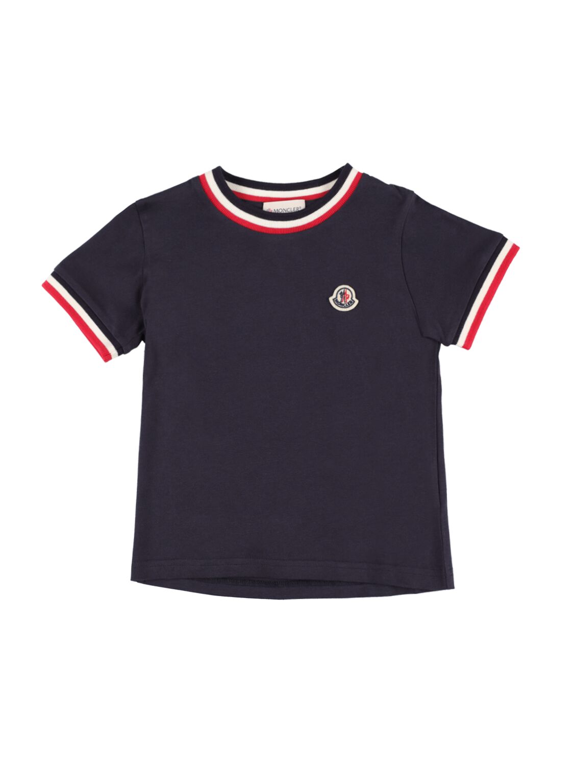 Tricolor Cotton Jersey T-shirt - MONCLER - Modalova
