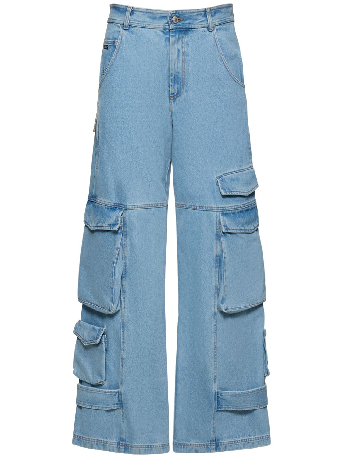 Jeans Cargo Loose Fit In Denim Di Cotone 32cm - GCDS - Modalova