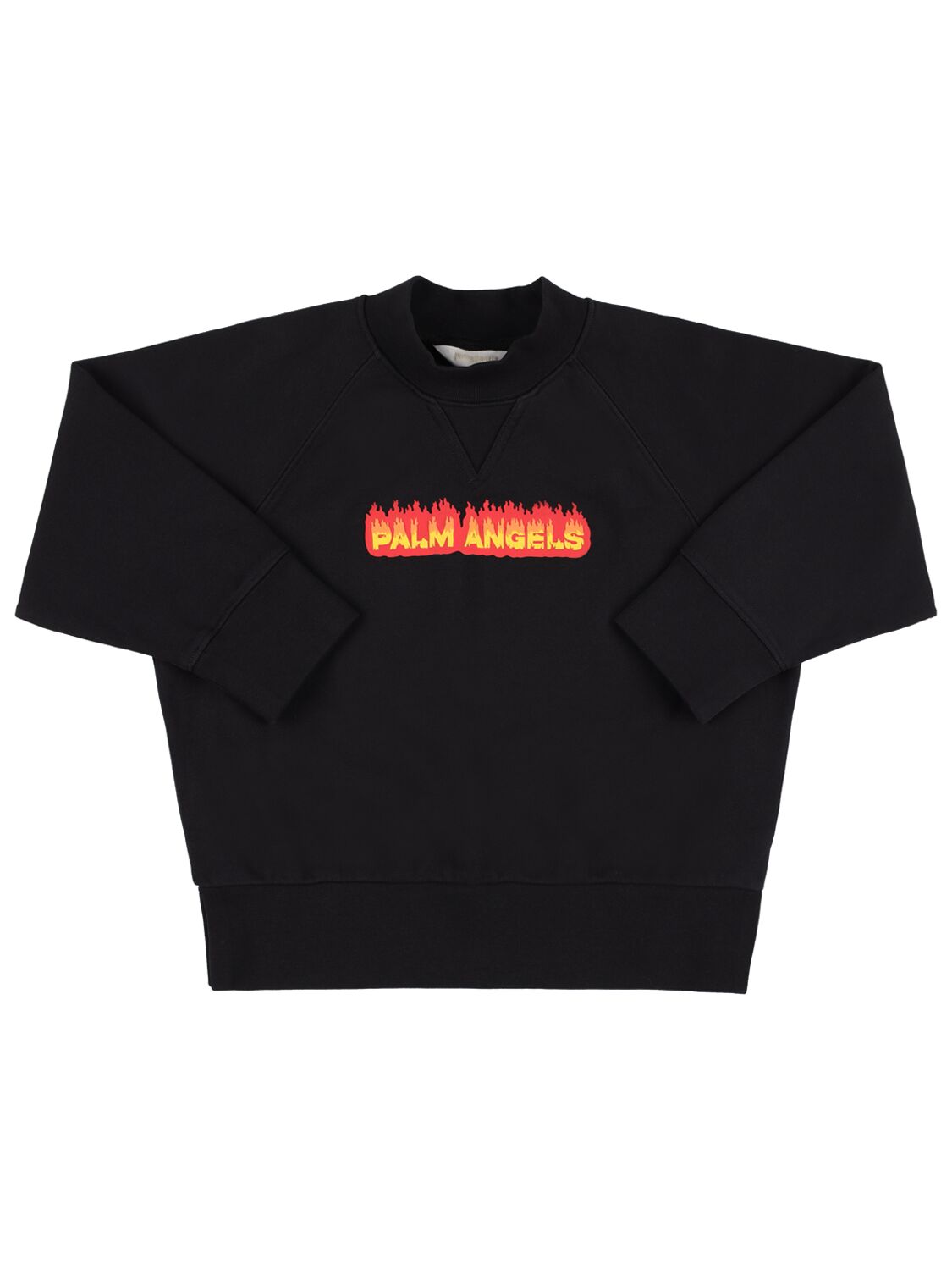 Flames Triangle Cotton Jersey Sweatshirt - PALM ANGELS - Modalova