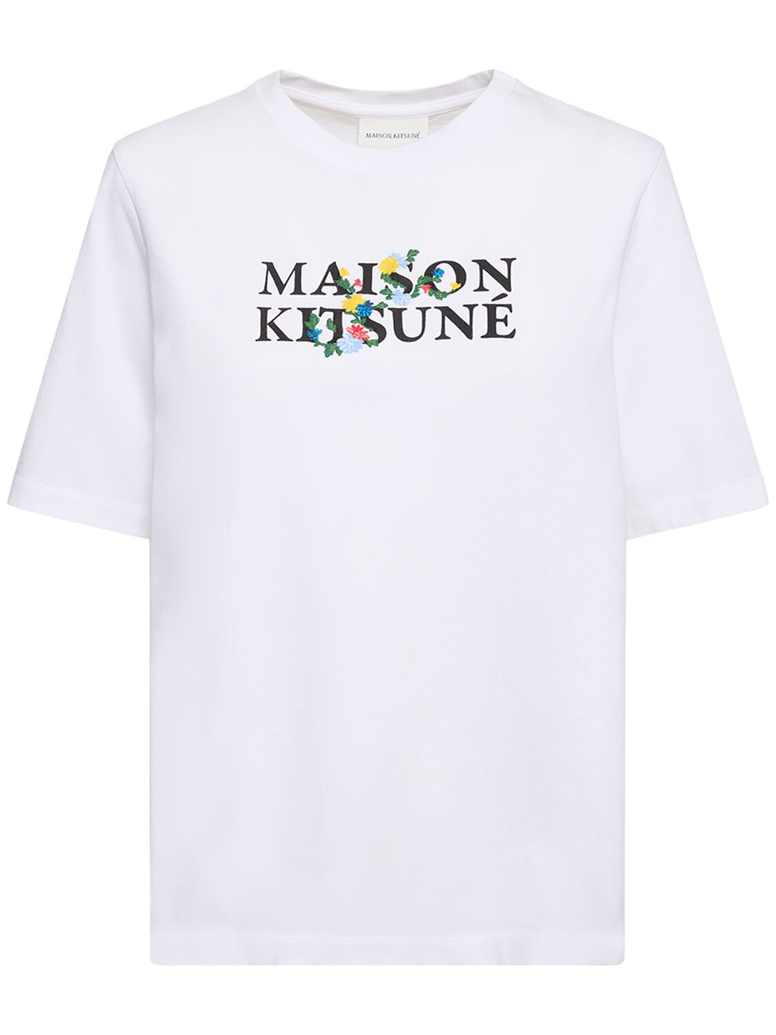 T-shirt Aus Baumwolle Mit Blumen-logo - MAISON KITSUNÉ - Modalova