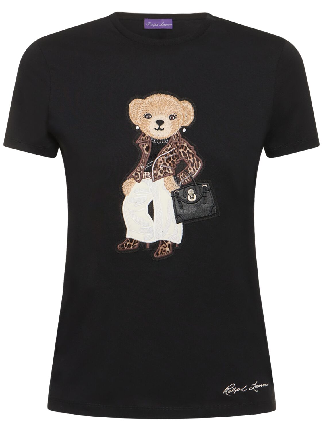Bear Embroidered Jersey T-shirt - RALPH LAUREN COLLECTION - Modalova