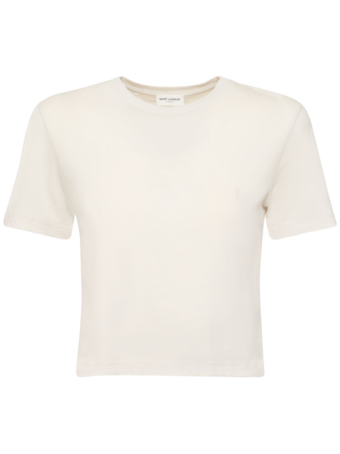 Mujer Camiseta Cropped Slim Fit De Algodón L - SAINT LAURENT - Modalova