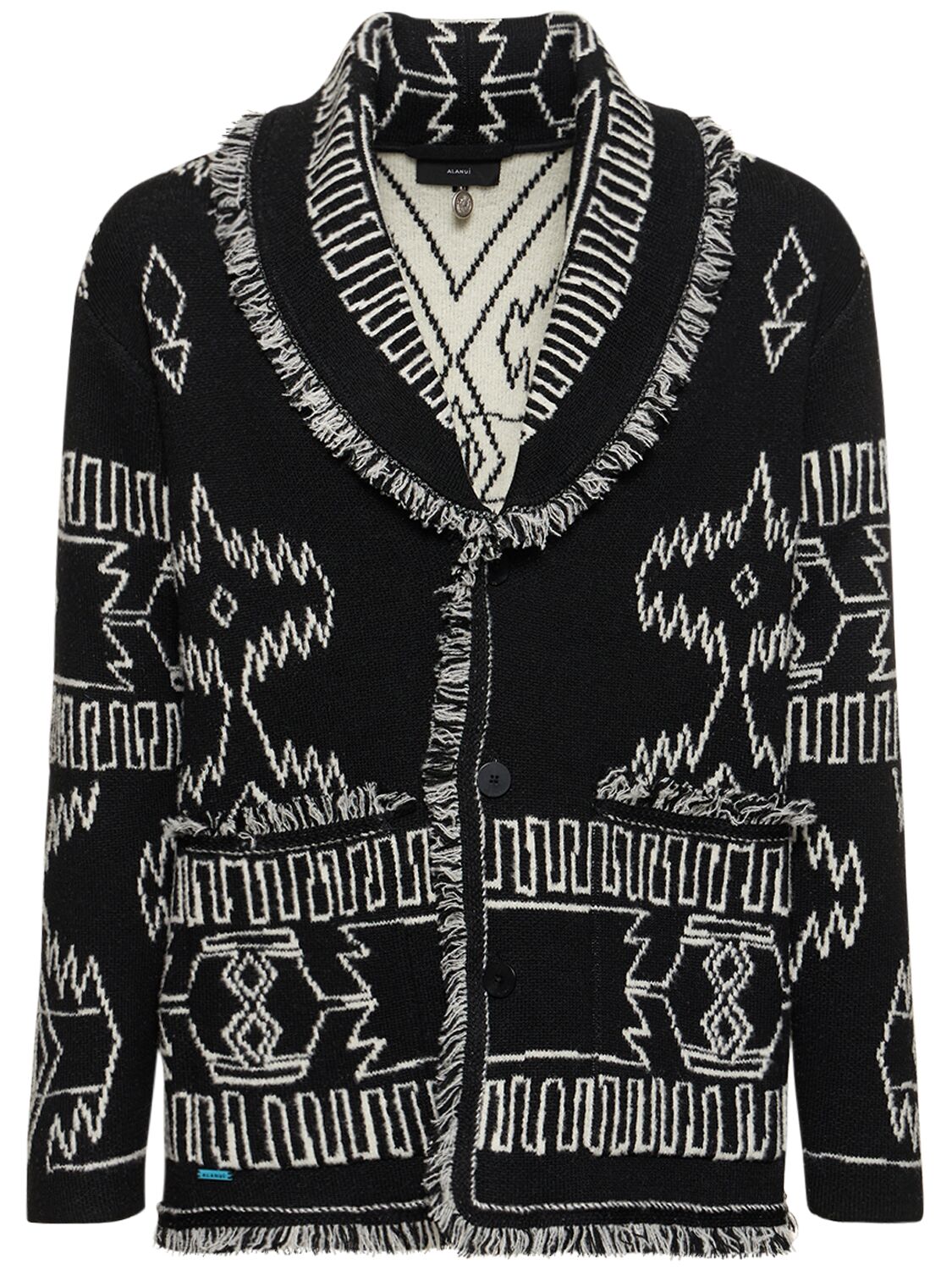 Icon Jacquard Wool Blend Knit Cardigan - ALANUI - Modalova