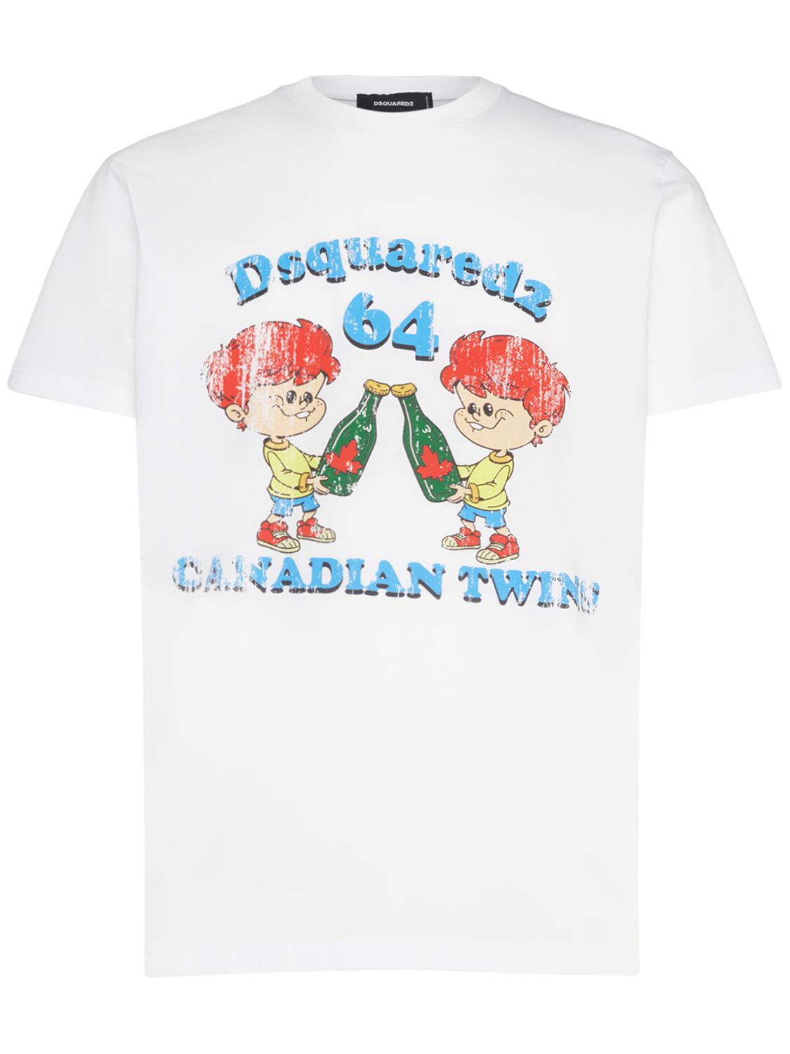 Baumwoll-t-shirt Mit "canadian Twins"-druck - DSQUARED2 - Modalova