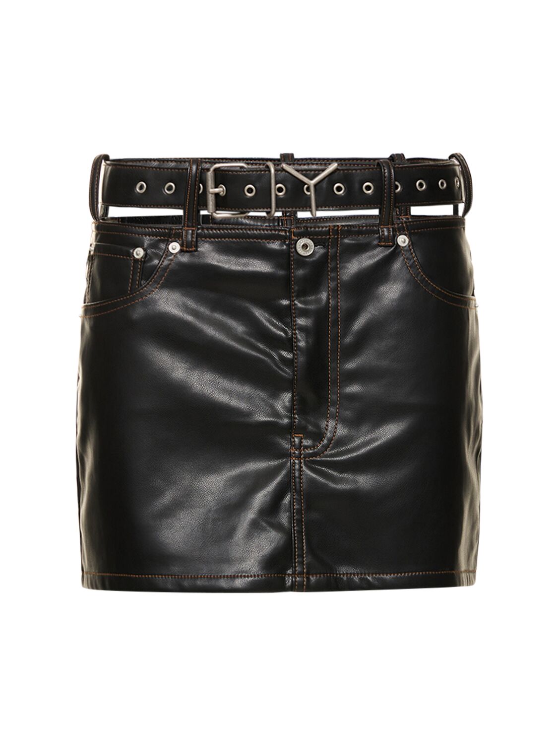 Faux Leather Mini Skirt W/logo Belt - Y/PROJECT - Modalova