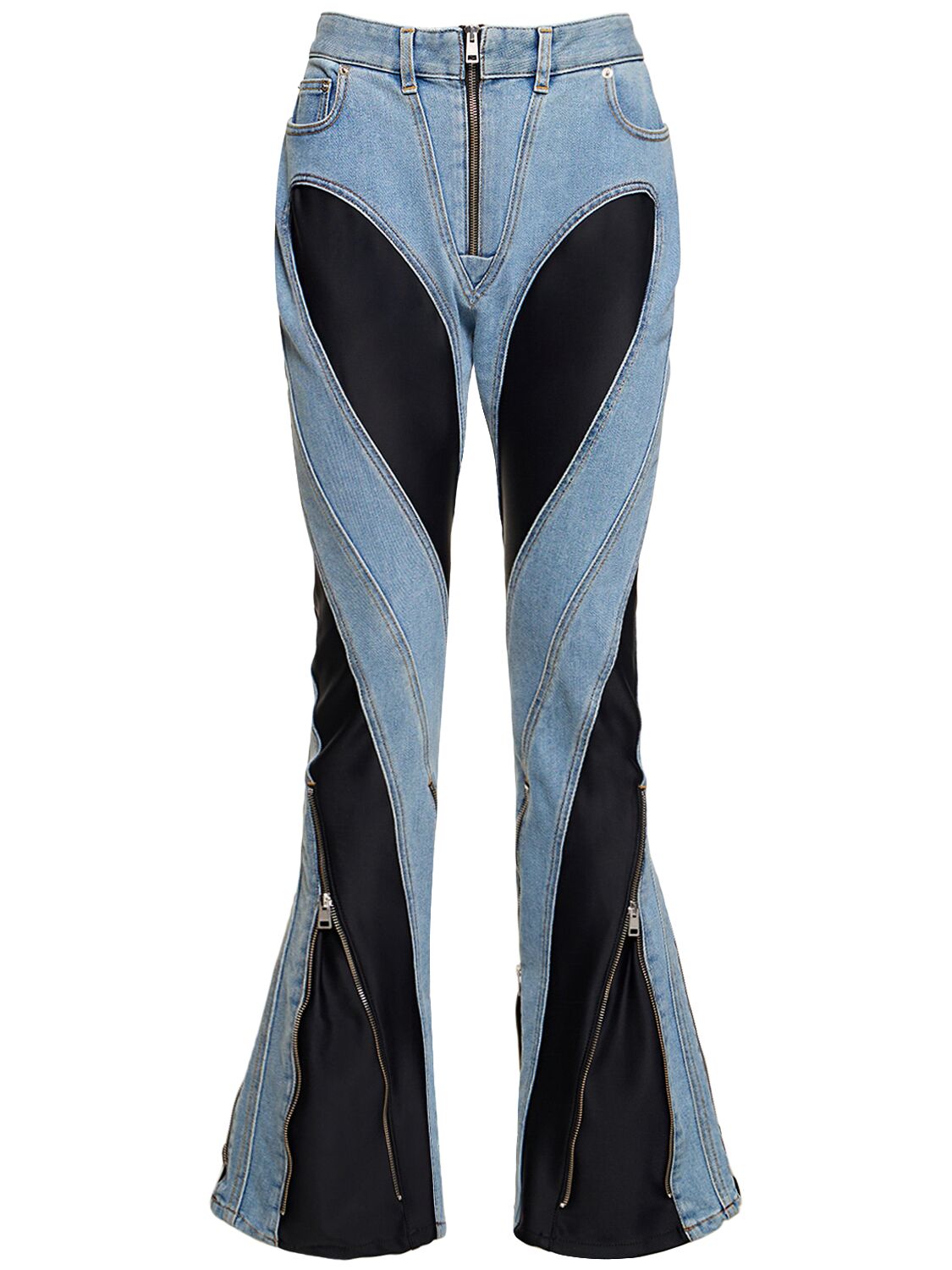 Spiral Denim & Jersey Zip Skinny Jeans - MUGLER - Modalova