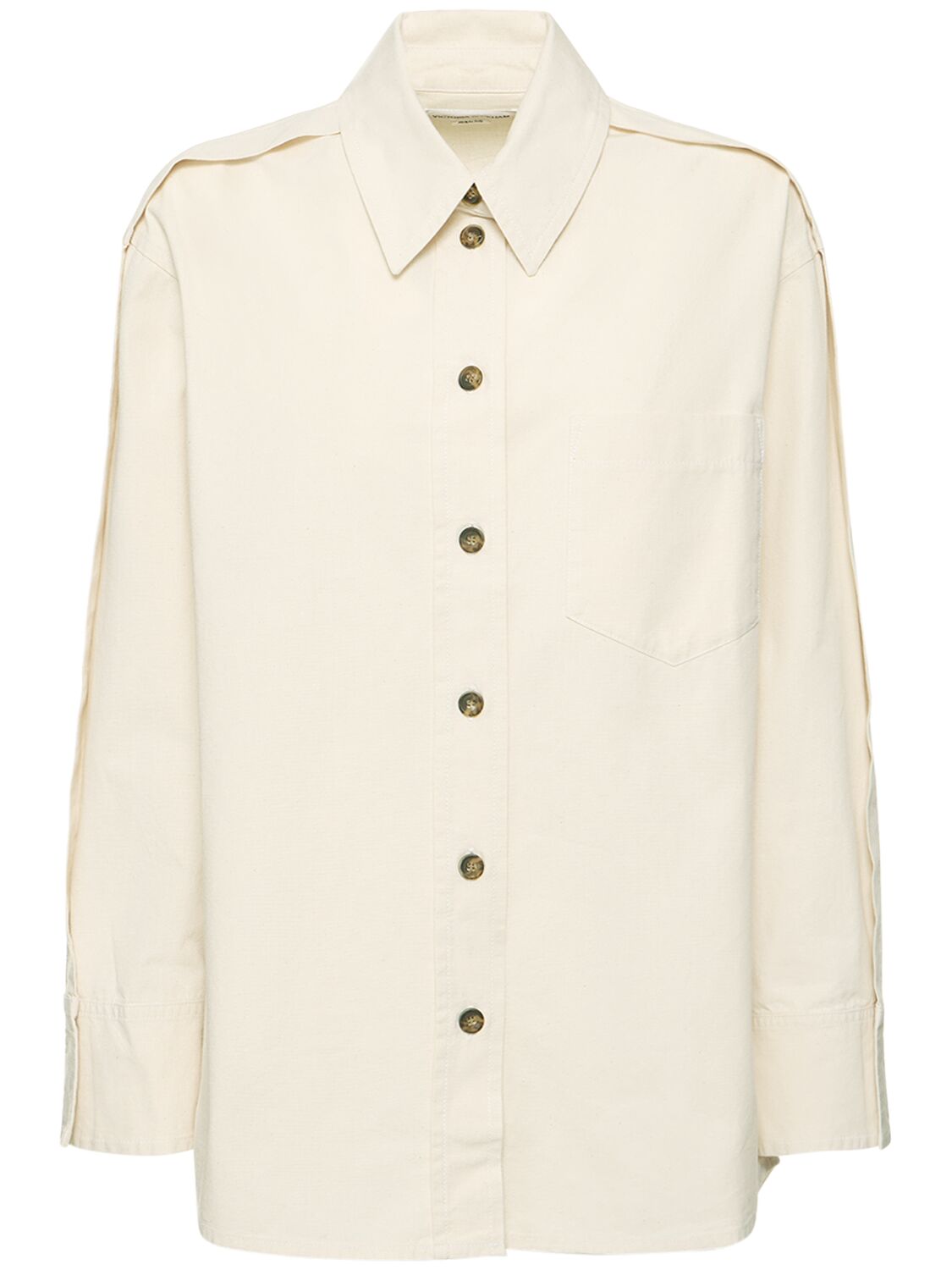 Pleat Detail Oversize Cotton Denim Shirt - VICTORIA BECKHAM - Modalova