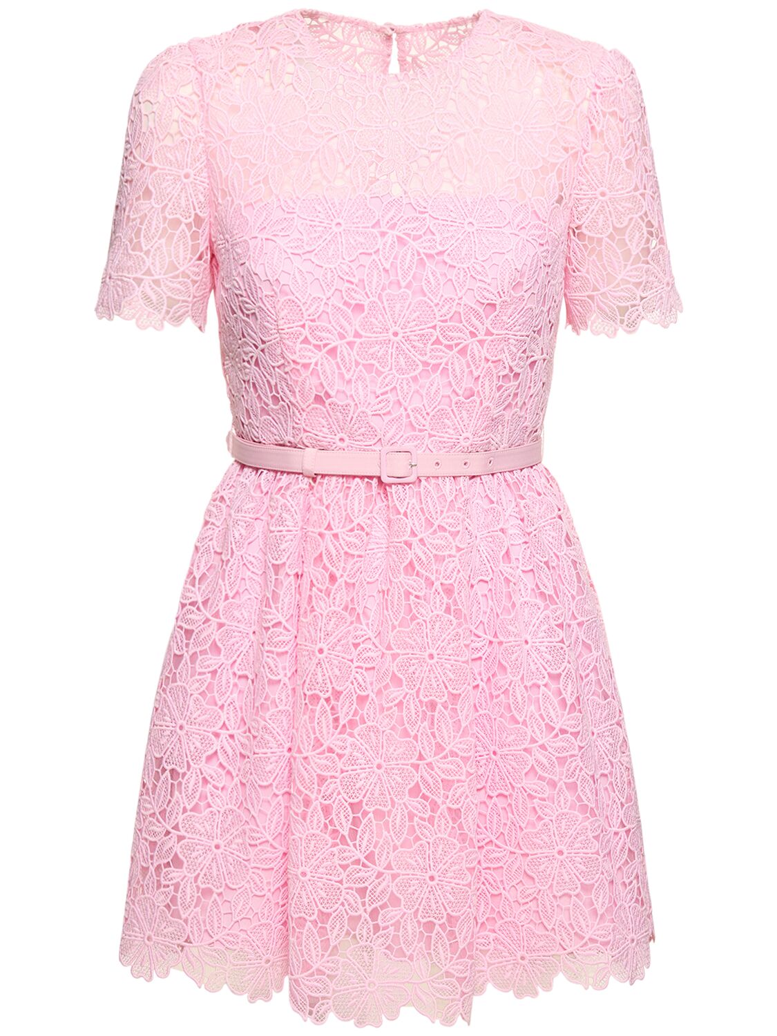 Short Sleeve Lace Mini Dress - SELF-PORTRAIT - Modalova