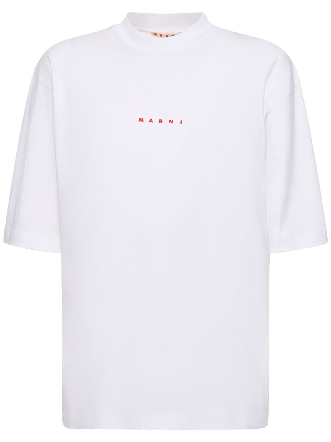 Logo Cotton Jersey Crewneck T-shirt - MARNI - Modalova