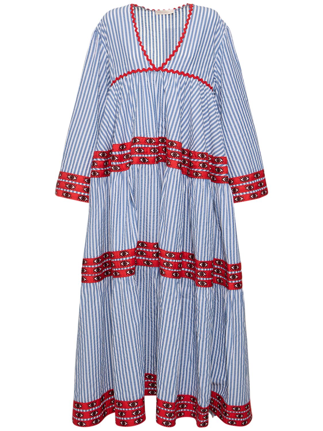 Striped Cotton Long Sleeve Maxi Dress - FLORA SARDALOS - Modalova