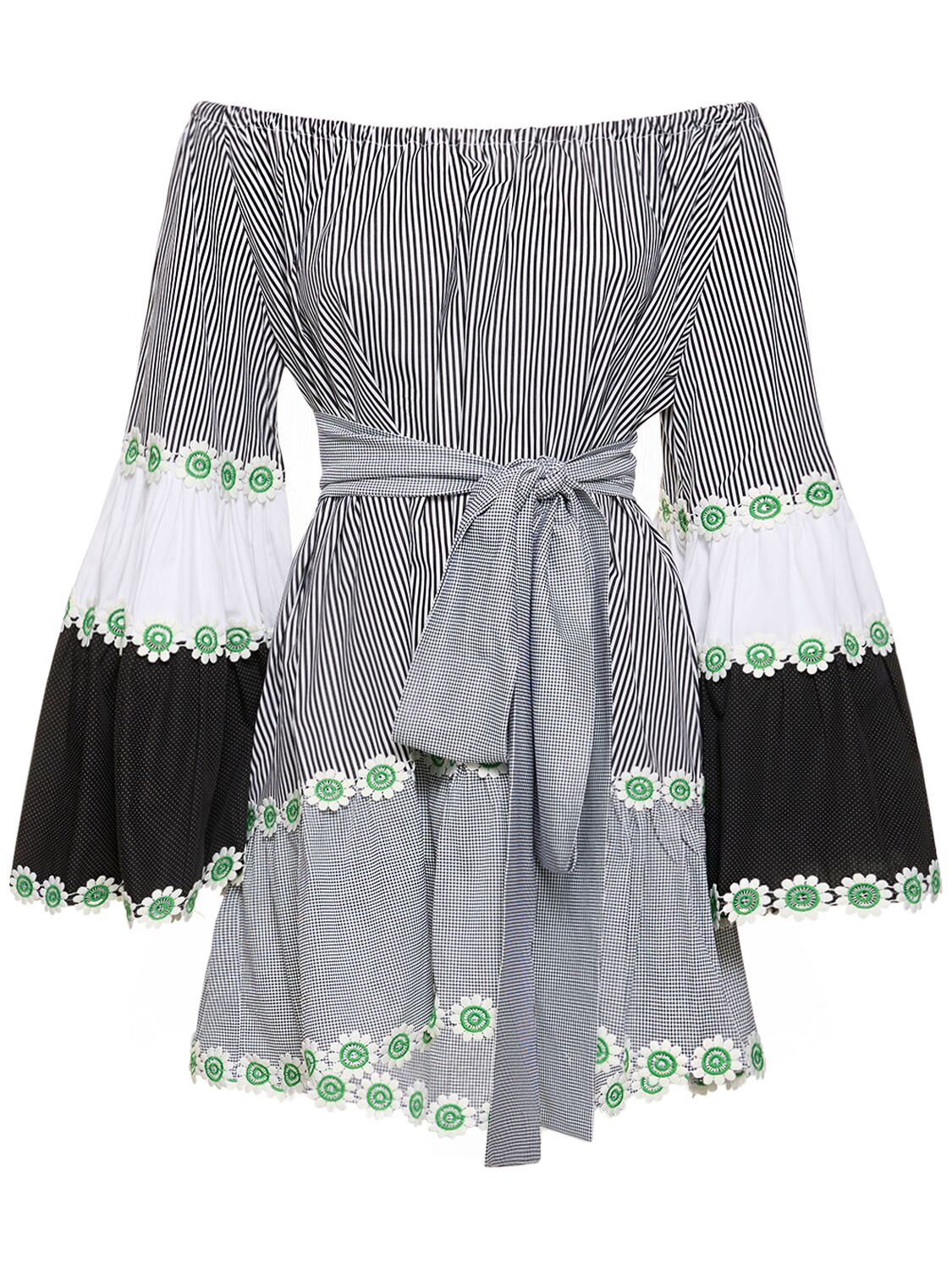 Striped Cotton Off-the-shoulder Dress - FLORA SARDALOS - Modalova