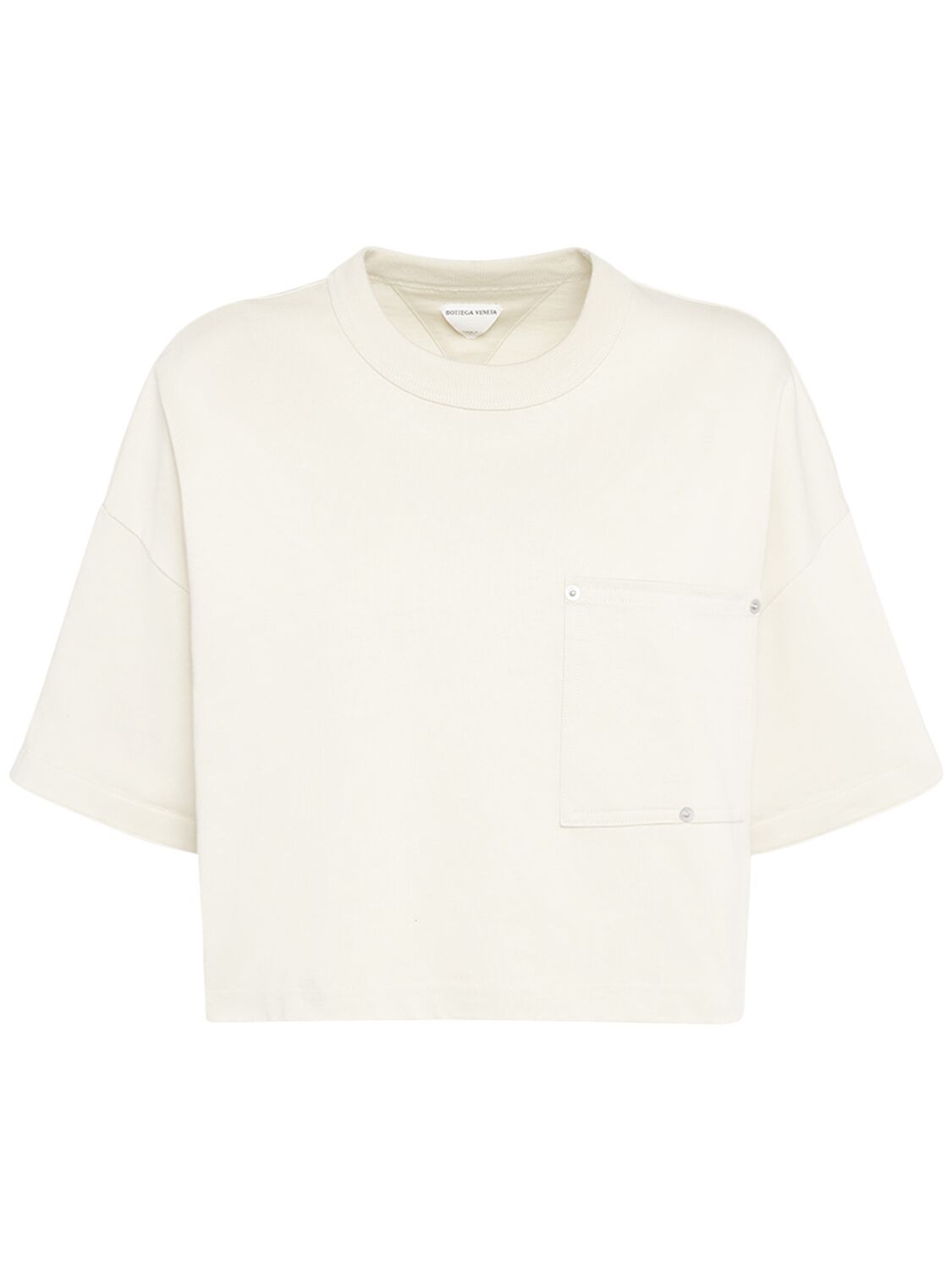 Jersey Cropped T-shirt W/ V Pocket - BOTTEGA VENETA - Modalova