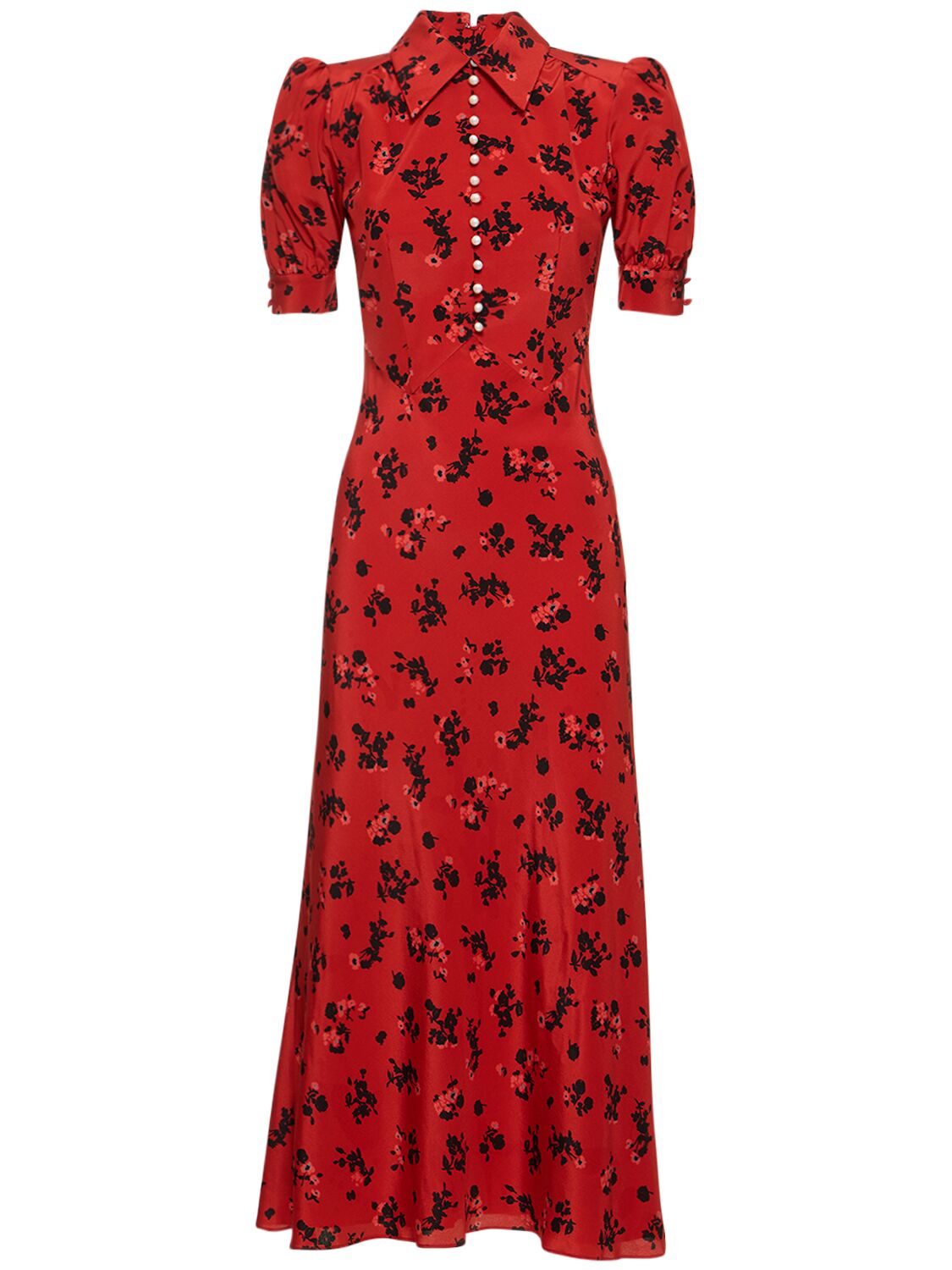 Kurzärmeliges, Bedrucktes, Langes Kleid Aus Seide - ALESSANDRA RICH - Modalova
