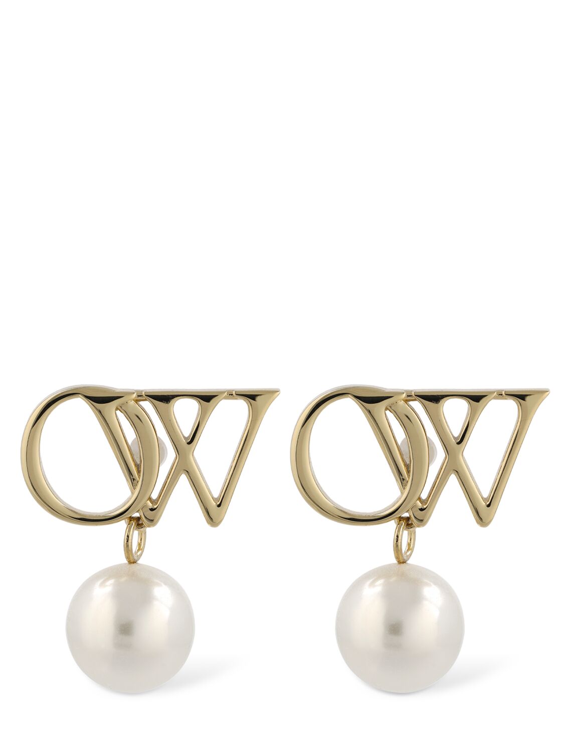 Ow Brass & Faux Pearl Earrings - OFF-WHITE - Modalova