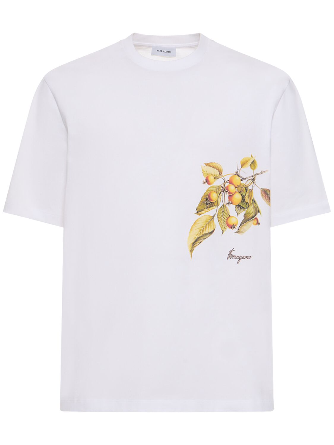 Hombre Camiseta De Algodón Con Logo Estampado S - FERRAGAMO - Modalova