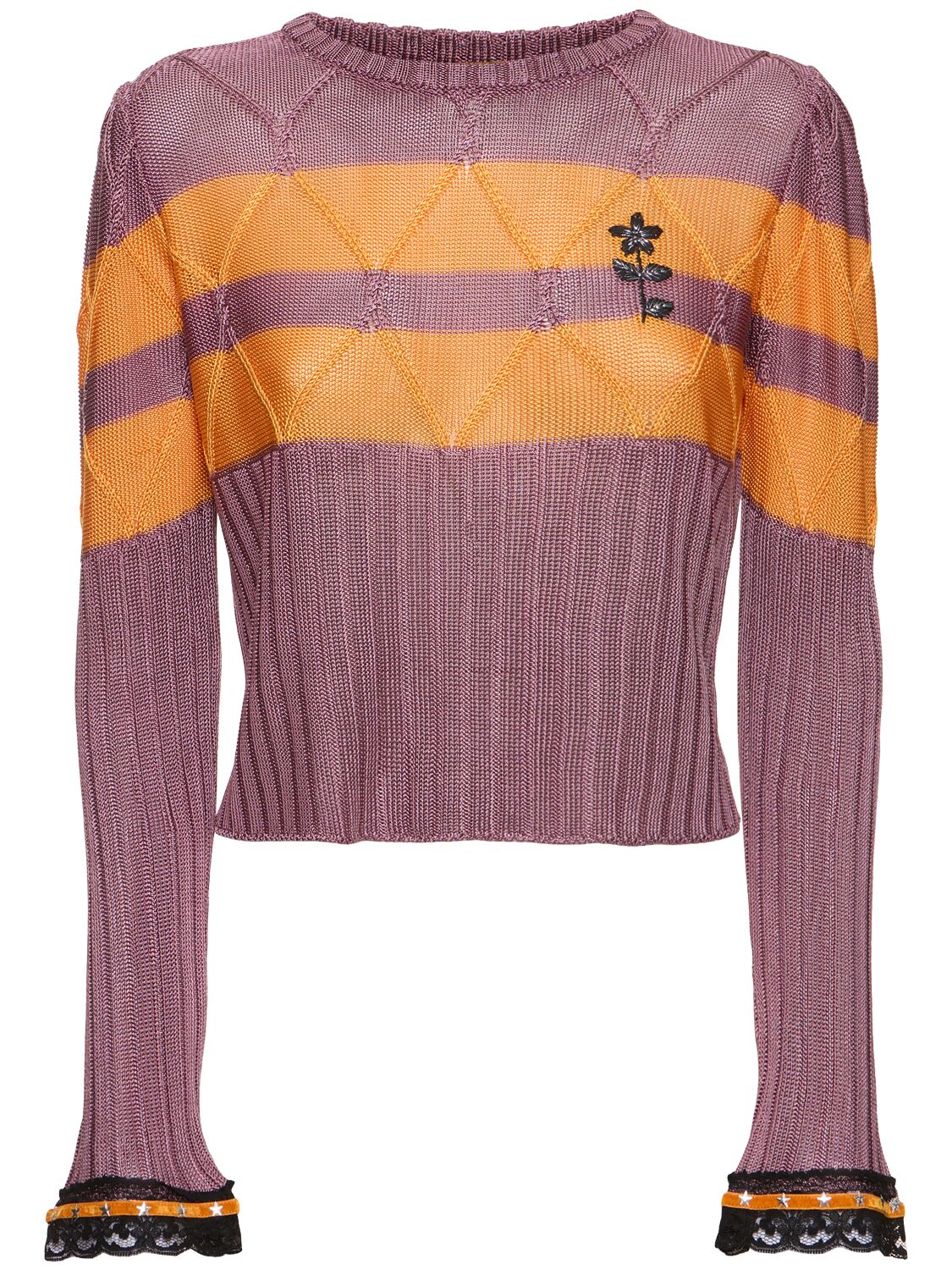Olaf Long Sleeve Viscose Sweater W/ Lace - CORMIO - Modalova