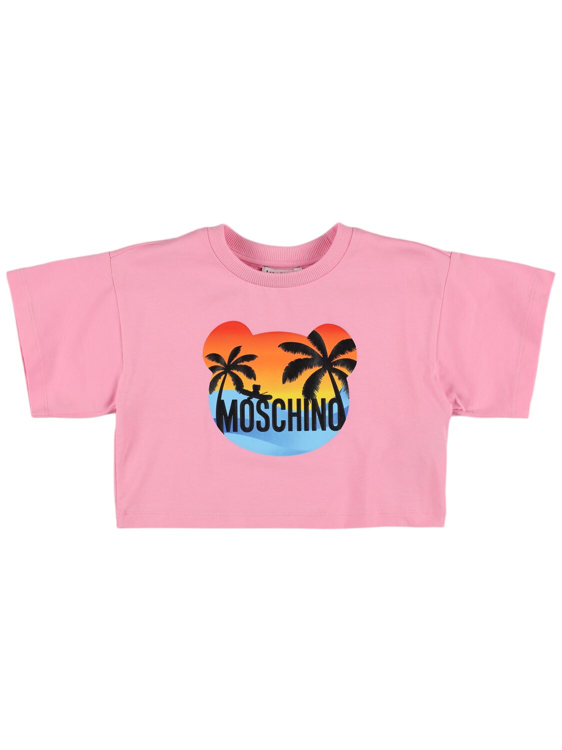 T-shirt Cropped In Jersey Di Cotone - MOSCHINO - Modalova