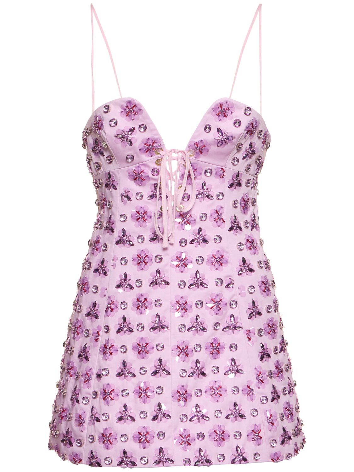 Embellished Cotton Satin Mini Dress - DES PHEMMES - Modalova