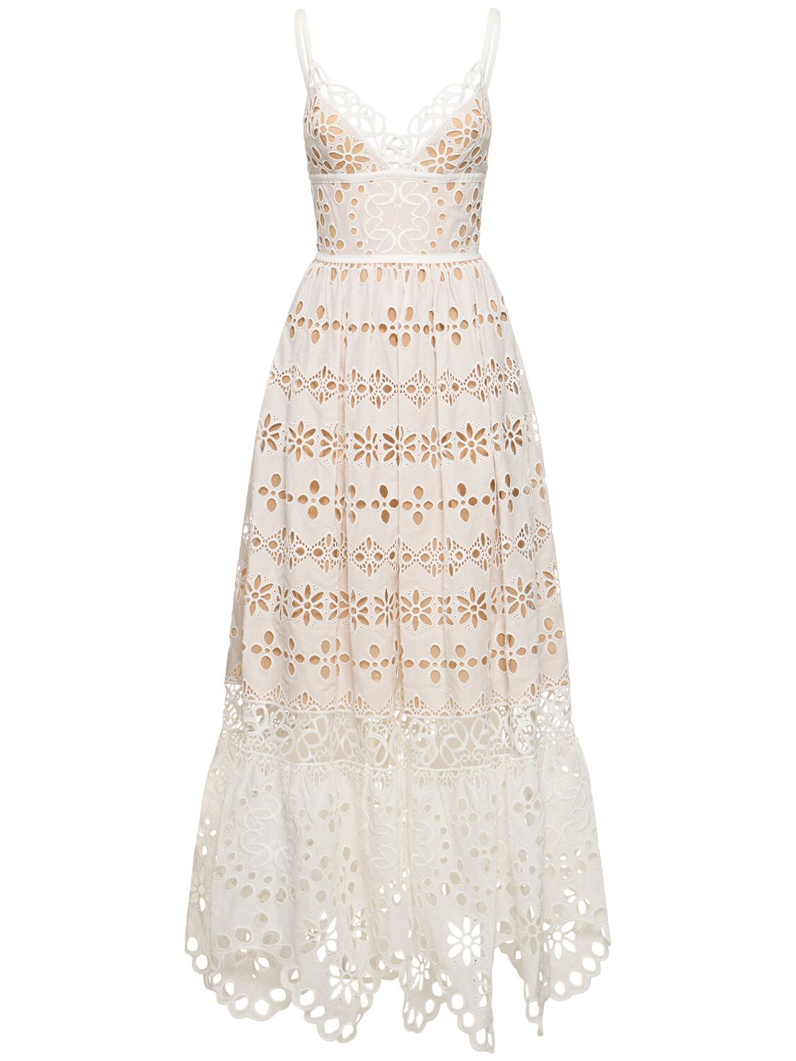 Embroidered Cotton & Silk Long Dress - ELIE SAAB - Modalova