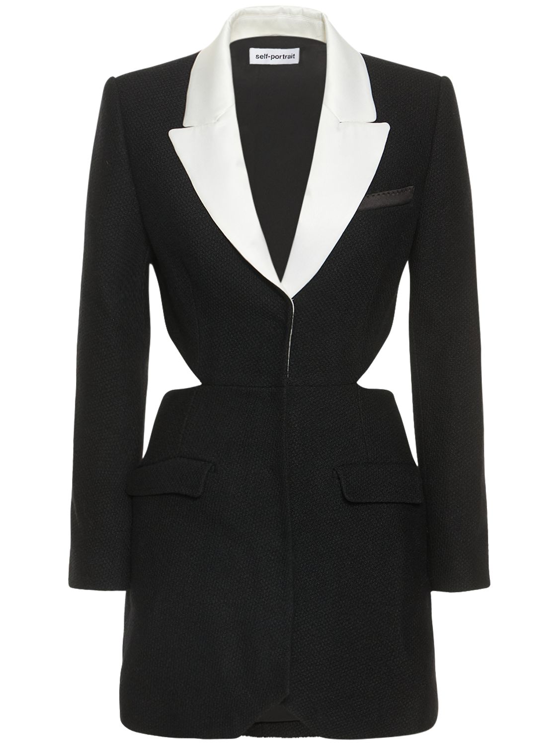Tuxedo Textured Woven Mini Dress - SELF-PORTRAIT - Modalova
