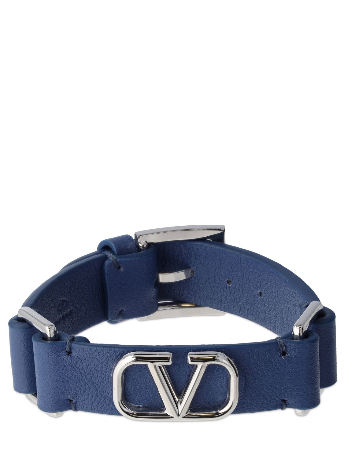 V Logo Signature Leather Belt Bracelet - VALENTINO GARAVANI - Modalova